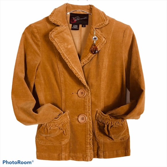BKE Outerwear Jackets & Blazers - Women’s BKE Outerwear Small Corduroy Coat W/Jewel